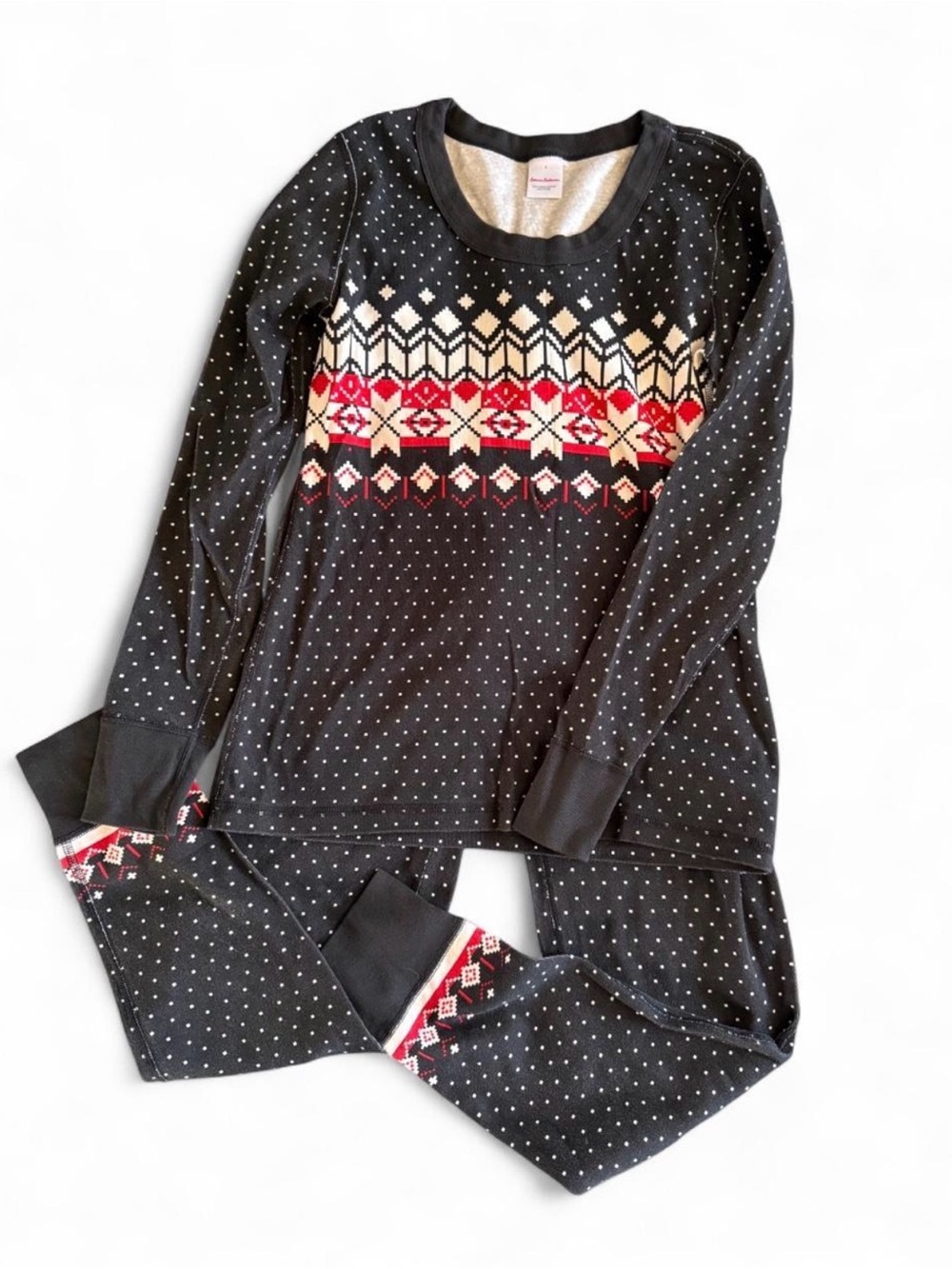 Women’s Holiday Christmas Black Fair Isle Pajama Set
